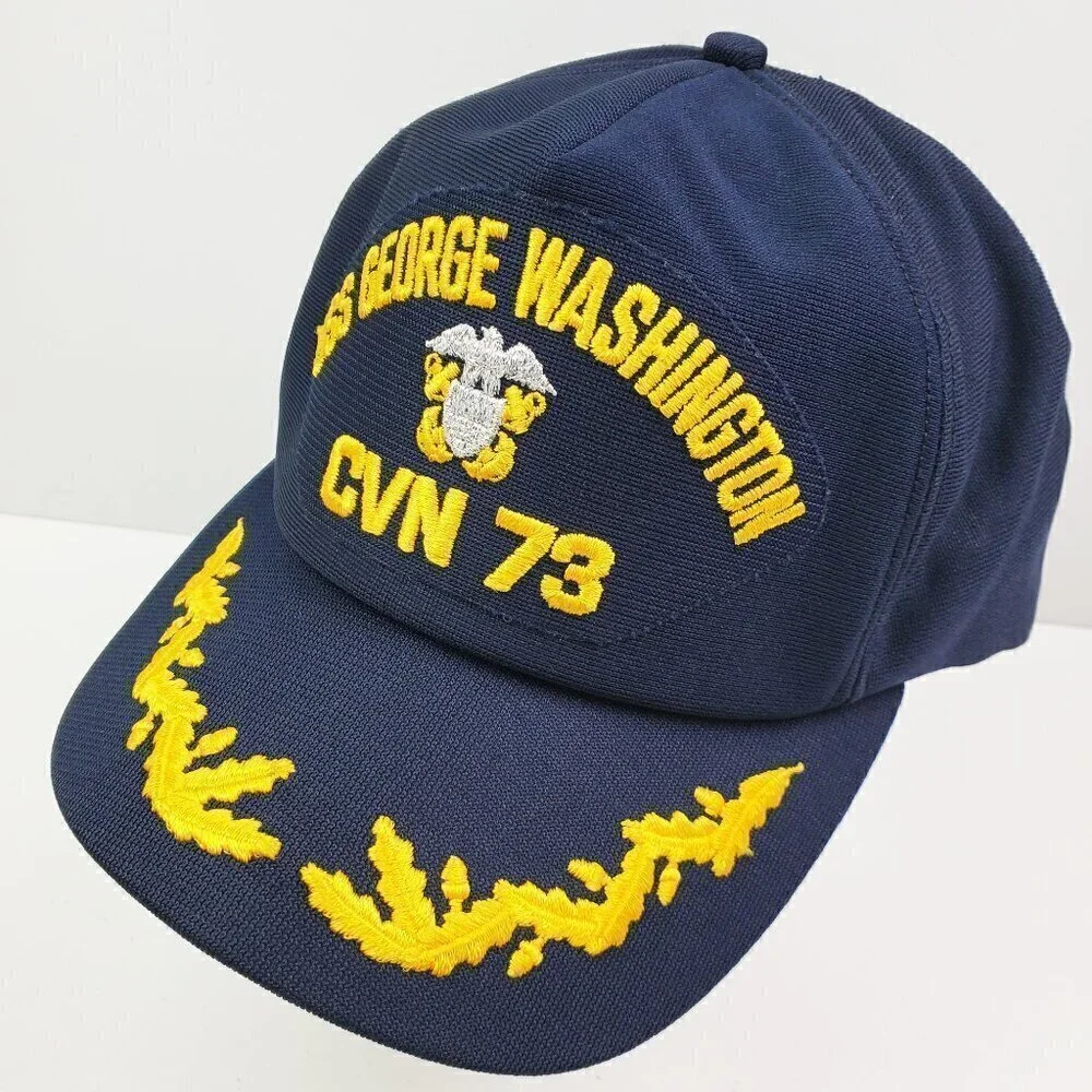 USS George Washington CVN 73 Vintage Snapback Hat USA Navy Gold Leaf CAP-10